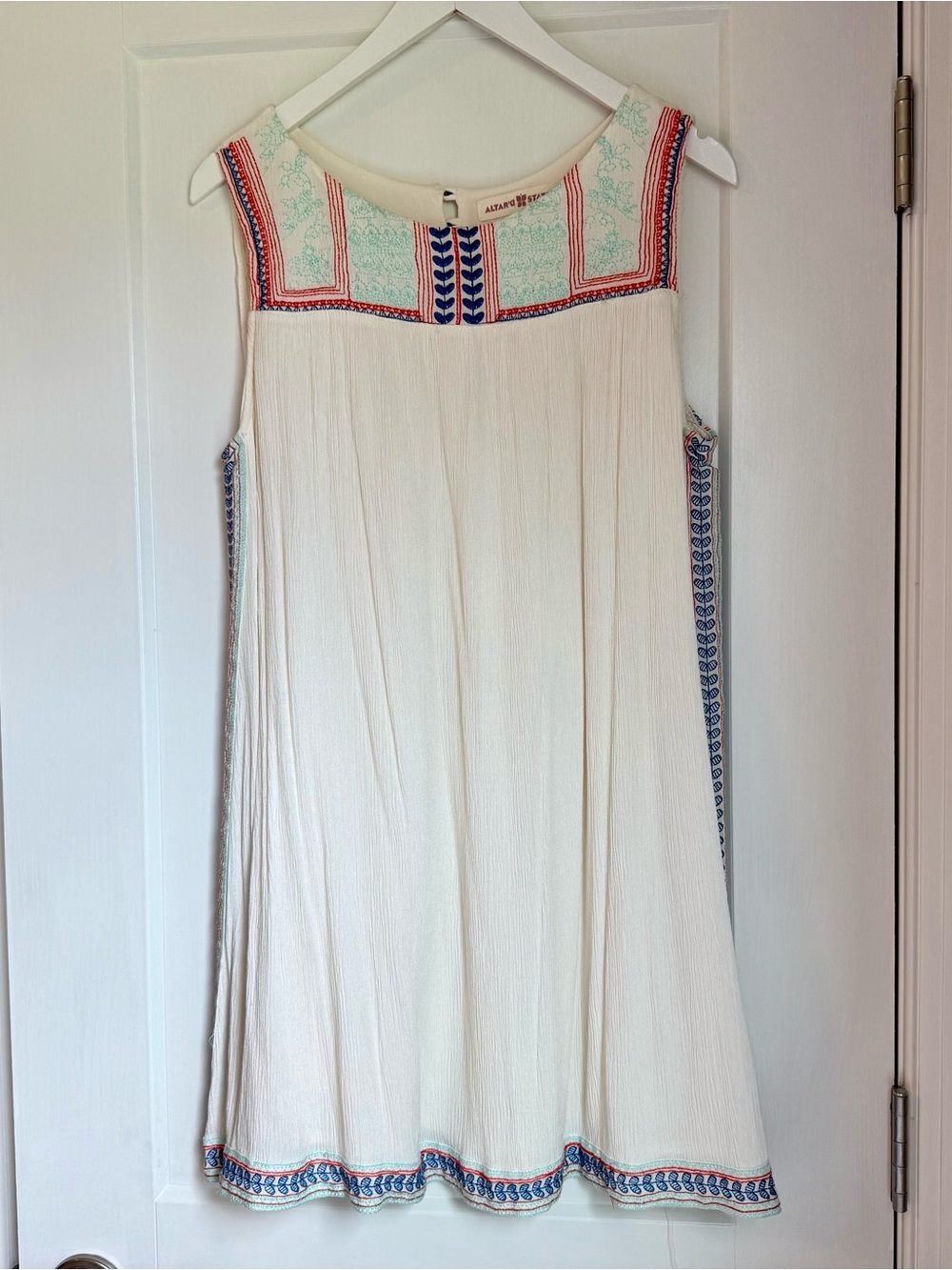 Altar'd State White Sleeveless Embroidered Mini Dress